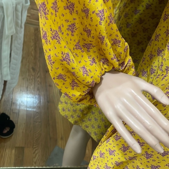 No.6 Store Yellow and Purple Floral Dress silk - Picture 8 of 14